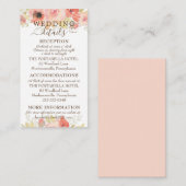 Koraalroze rozen en gouden bladeren Weddenschap E Informatiekaartje (Voorkant / Achterkant)