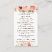 Koraalroze rozen en gouden bladeren Weddenschap E Informatiekaartje (Voorkant)