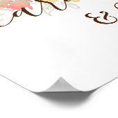 Koraalroze rozen en gouden bruiloft en cadeaubonne poster (Hoek)