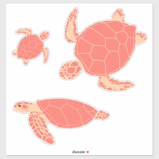 Koraalroze schildpadden sticker (Vel)