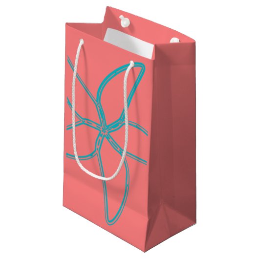 Koraalroze Starfish Kleine Gift Bag Klein Cadeauzakje (Voorkant Gekanteld)