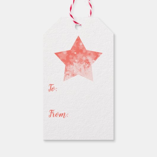 Koraalroze sterren Modern chic Festive Custom text Cadeaulabel (Achterkant)
