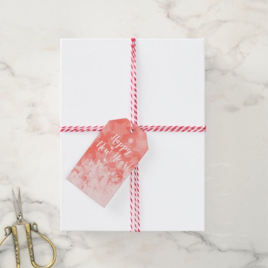 Koraalroze sterren Modern chic Festive Custom text Cadeaulabel (Met Touw)