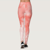 Koraalroze sterrenpatroon Witte verf Moderne afbee Leggings (Achterkant)