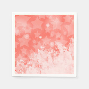 Koraalroze sterrenpatroon Witte verf Moderne afbee Servet