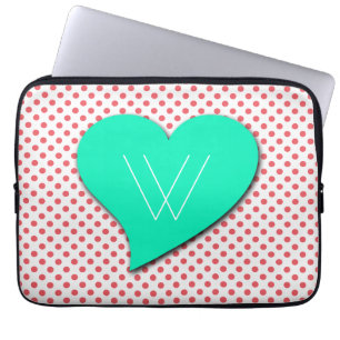 Koraalroze Stippen-Monogram door Shirley Taylor Laptop Sleeve