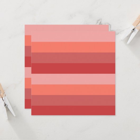 Koraalroze strepen kaart (Voorkant / Achterkant in situ)
