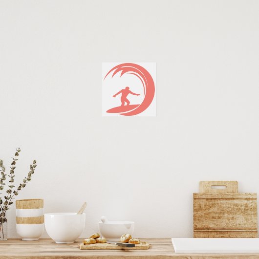 Koraalroze surfing poster (Keuken)