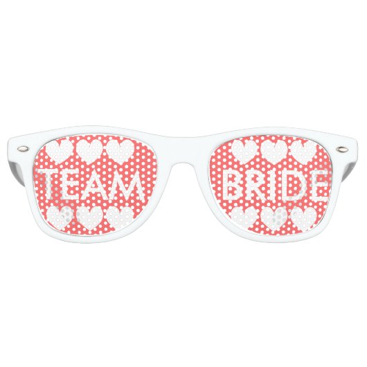 Koraalroze Team bride bachelorette-feesten Retro Zonnebril (Voorkant)