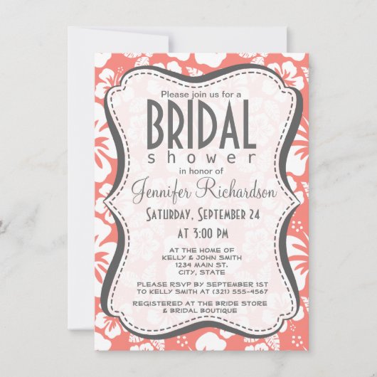 Koraalroze tropische hibiscus kaart (Voorkant)