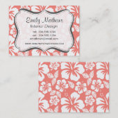 Koraalroze Tropische Hibiscus Visitekaartje (Voorkant / Achterkant)