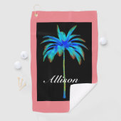 Koraalroze tropische palmboom, speciaal gepersonal golfhanddoek (Insitu)