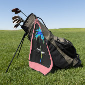 Koraalroze tropische palmboom, speciaal gepersonal golfhanddoek (Groen)
