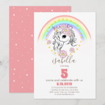 Koraalroze Unicorn RainBow Girl Birthday-kaarten