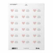Koraalroze vintage hart adreslabels etiket (Full Sheet)