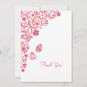 Koraalroze vlinder bedankkaart (Voorkant)