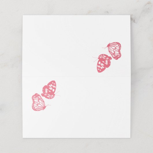 Koraalroze vlinder plaatskaartje (Buitenkant ongevouwen)