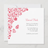 Koraalroze vlinder Tuinhard Weddenschap Bedankkaart (Achterkant)