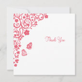 Koraalroze vlinder Tuinhard Weddenschap Bedankkaart (Voorkant)