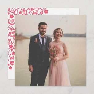 Koraalroze vlindervlinder Vierkant foto Bedankkaart