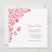 Koraalroze vlindervlinder Vierkant foto Bedankkaart (Achterkant)