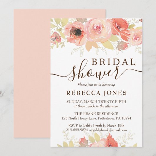 Koraalroze Vrijgezellenfeest en goudbladeren Kaart (Voorkant / Achterkant)