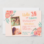 Koraalroze Waterverf Bloem Bouquet 30e verjaardag Kaart (Voorkant)