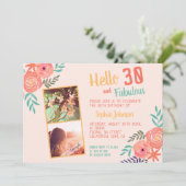 Koraalroze Waterverf Bloem Bouquet 30e verjaardag Kaart (Staand voorkant)