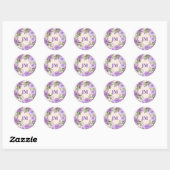 Koraalroze Waterverf Bloem Bouquet Ronde Sticker (Vel)