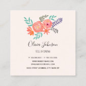 Koraalroze Waterverf Bloem Bouquet Vierkante Visitekaartje (Achterkant)