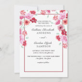 Koraalroze Waterverf bruiloft Kaart (Voorkant)