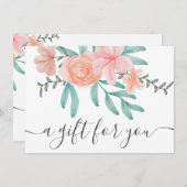 Koraalroze waterverf cadeaubon (Voorkant / Achterkant)
