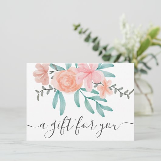 Koraalroze waterverf cadeaubon (Staand voorkant)