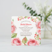 Koraalroze Waterverf Floral Vrijgezellenfeest Kaart (Staand voorkant)