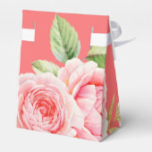 Koraalroze Waterverf Floral Wedding Favor Boxes Bedankdoosjes (Achterkant)