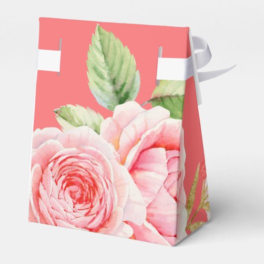 Koraalroze Waterverf Floral Wedding Favor Boxes Bedankdoosjes (Achterkant)