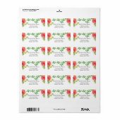 koraalroze waterverf florale adreslabel etiket (Full Sheet)