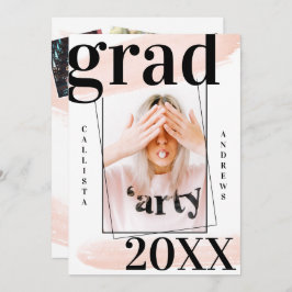 Koraalroze Waterverf Penseelfoto Afstuderen Kaart