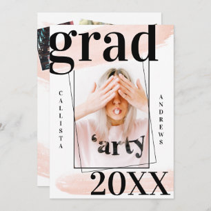 Koraalroze Waterverf Penseelfoto Afstuderen Kaart