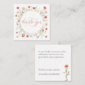 Koraalroze wilde bloem Gepersonaliseerd Dank u Notitiekaartje (Voorkant / Achterkant)