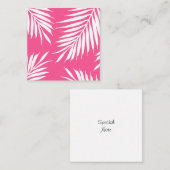 Koraalroze, witte acrylpalmbladeren notitiekaartje (Voorkant / Achterkant)