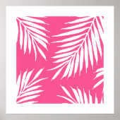 Koraalroze, witte acrylpalmbladeren poster (Voorkant)