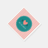 Koraalroze, witte en Blauwgroen bruiloft Servet (Hoek)