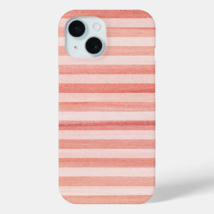 Koraalroze zachte strips Waterverf patroon iPhone 15 Case