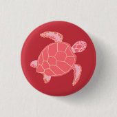 Koraalroze Zee Turtle Ronde Button 3,2 Cm (Voorkant)