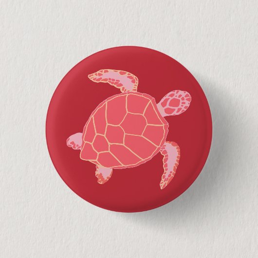 Koraalroze Zee Turtle Ronde Button 3,2 Cm (Voorkant)