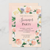 Koraalroze zomerpartij kaart (Voorkant / Achterkant)