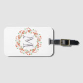 koraalrozen krans monogram bagagelabel (Voorkant (horizontaal))