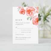 KoraalRozen Waterverf bruiloft RSVP-kaart RSVP Kaartje (Staand voorkant)