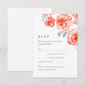 KoraalRozen Waterverf bruiloft RSVP-kaart RSVP Kaartje (Voorkant / Achterkant)